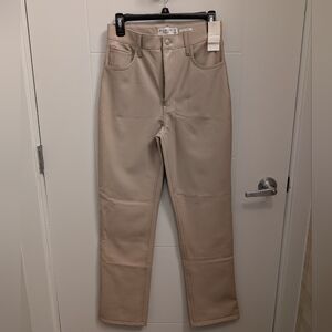 Abercrombie & Fitch Vegan Leather Pants in Cream